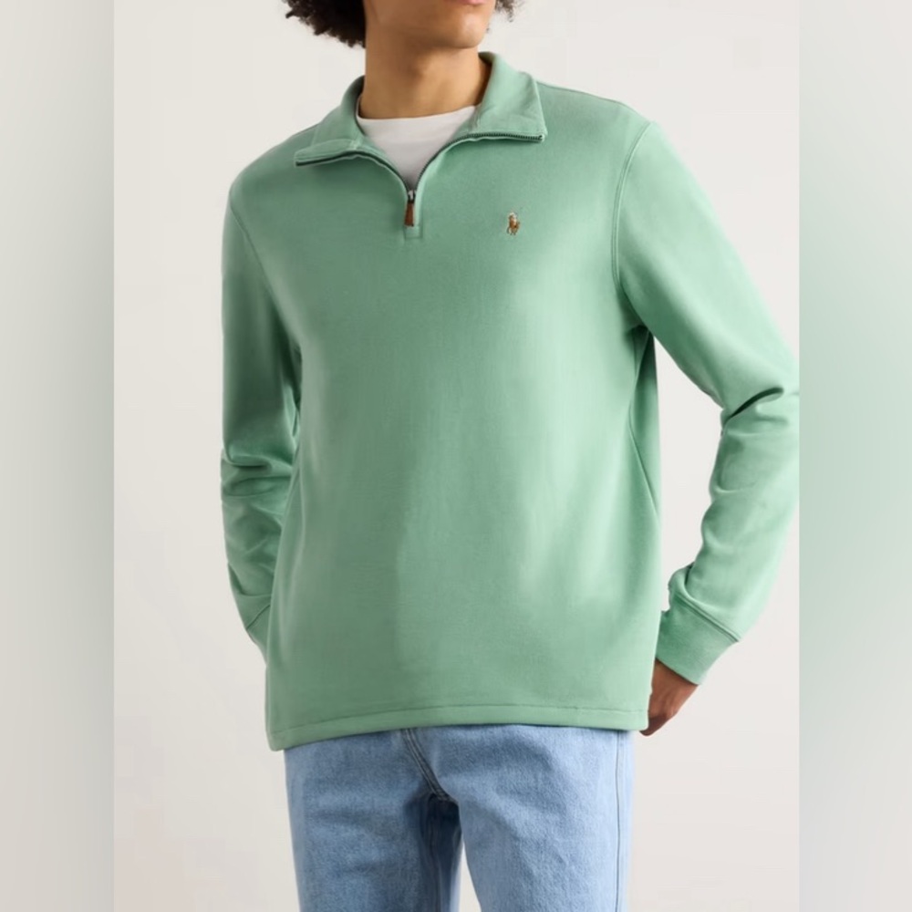 Ralph Lauren Polo Textured Quarter Zip Sweater Long Sleeve Green Size XL - Picture 4 of 11